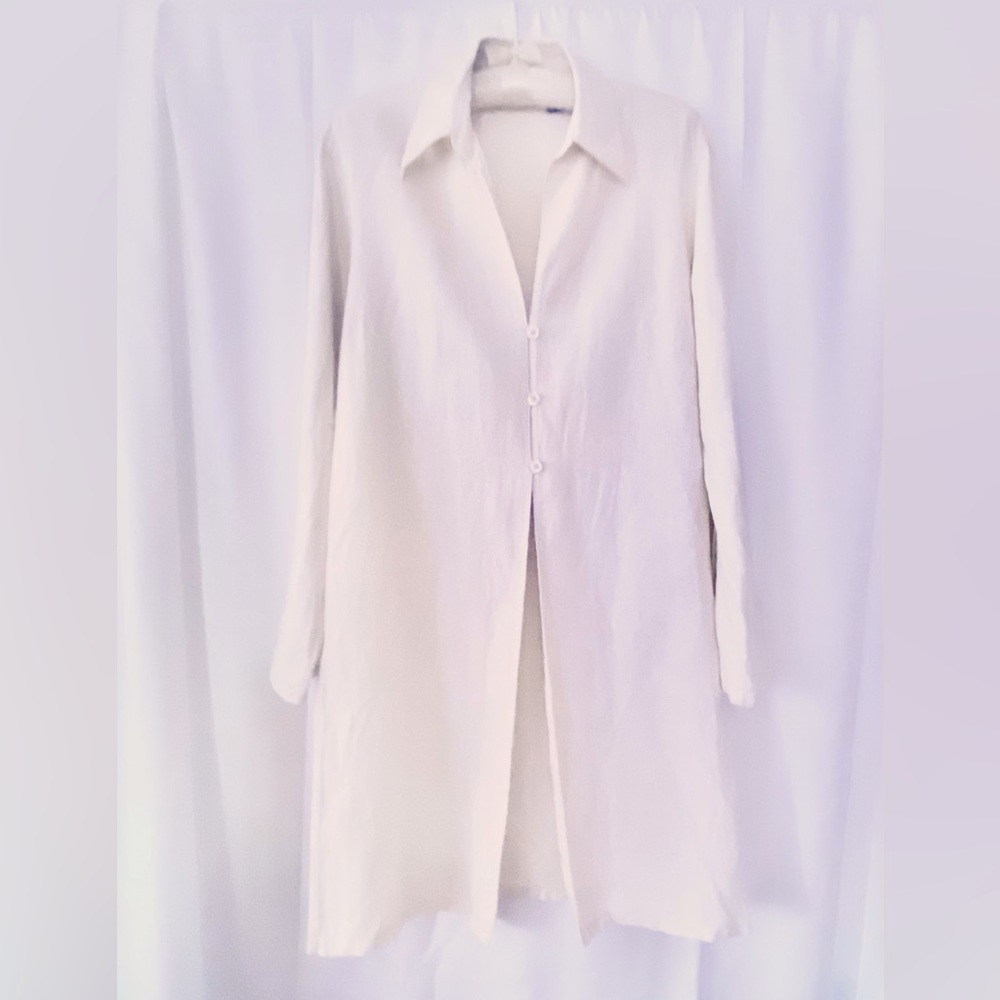 Willi Smith cream, linen shirt over- dress. Size Med.